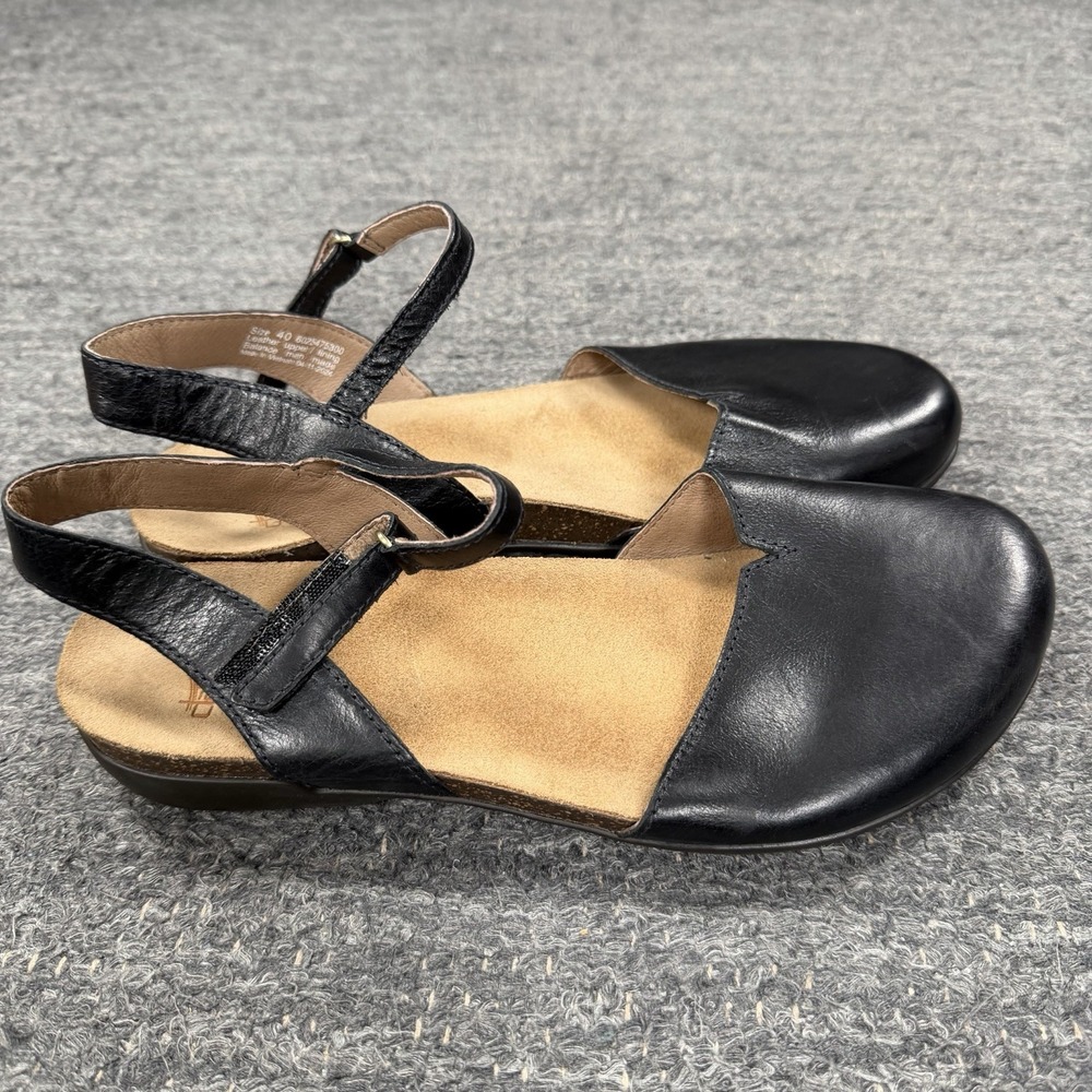 Dansko Shoes Women 40 9.5- 10 Rowan Mary Jane Flats Black Leather Comfort Twee